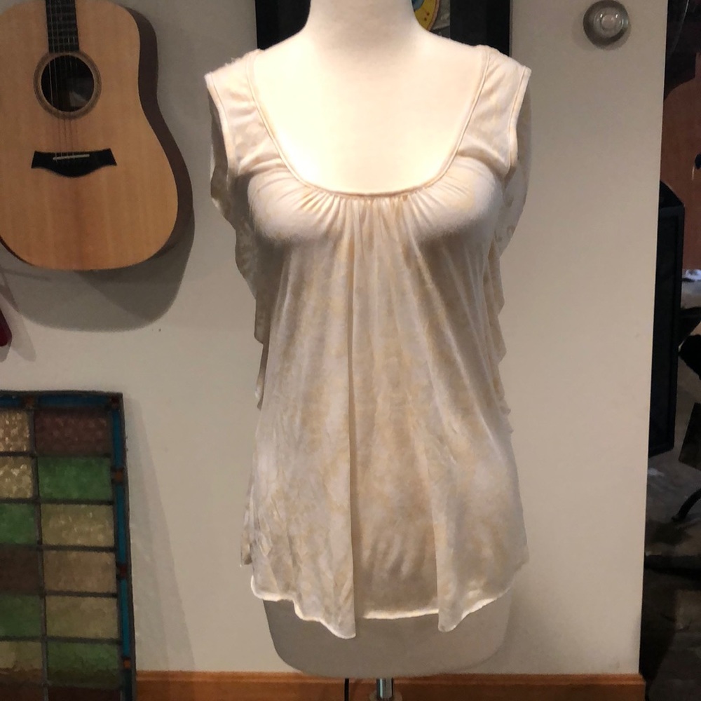 Testament ivory white top with crochet lace back S